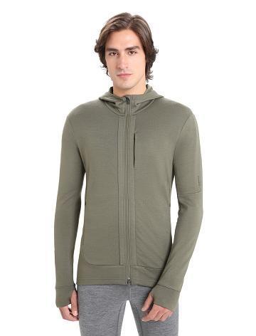 Sweat À Capuche Icebreaker Merino Quantum III Long Sleeve Zip Homme Vert Olive | FR 1269XYUF